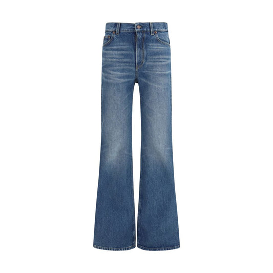 Chloé Blue Cotton Flared Jeans - Effortless Elegance with Retro Charm