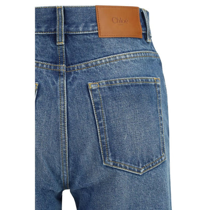 Chloé Blue Cotton Flared Jeans - Effortless Elegance with Retro Charm