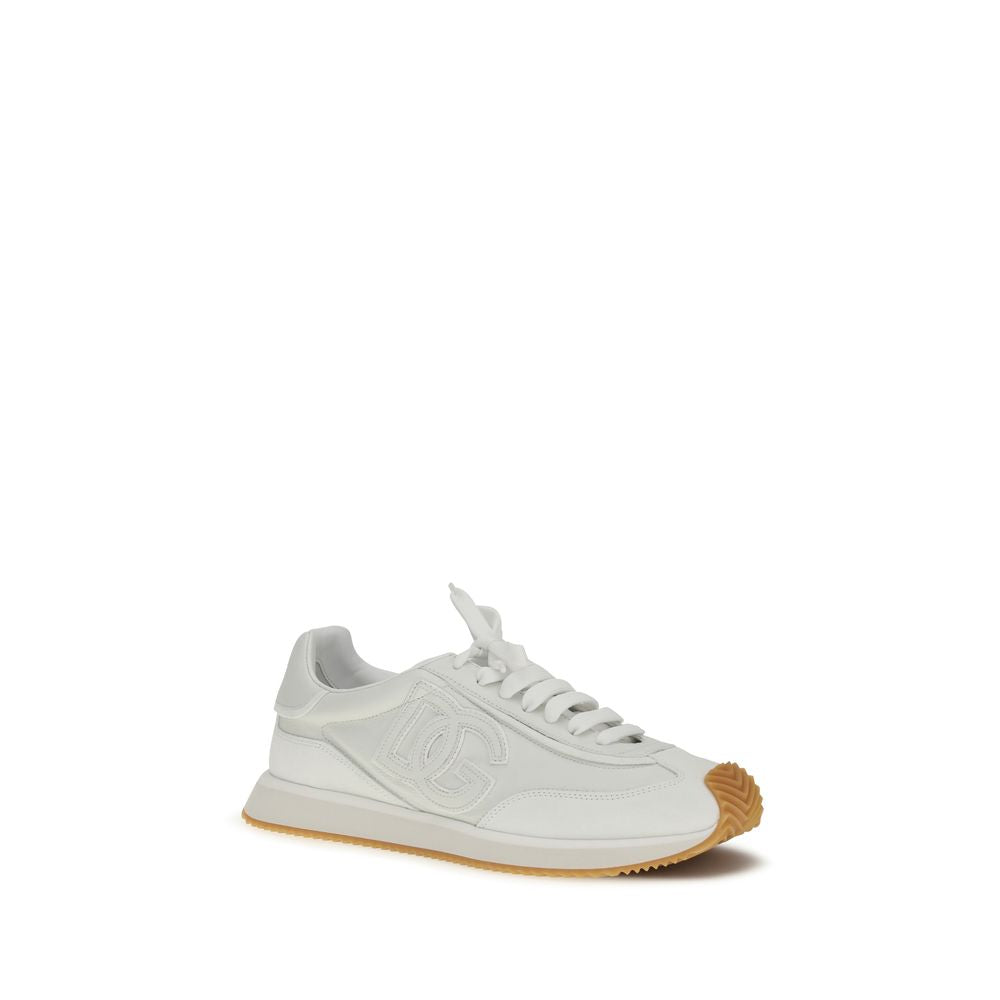 Dolce & Gabbana White Calf Leather Bos Taurus Athletic Sneakers