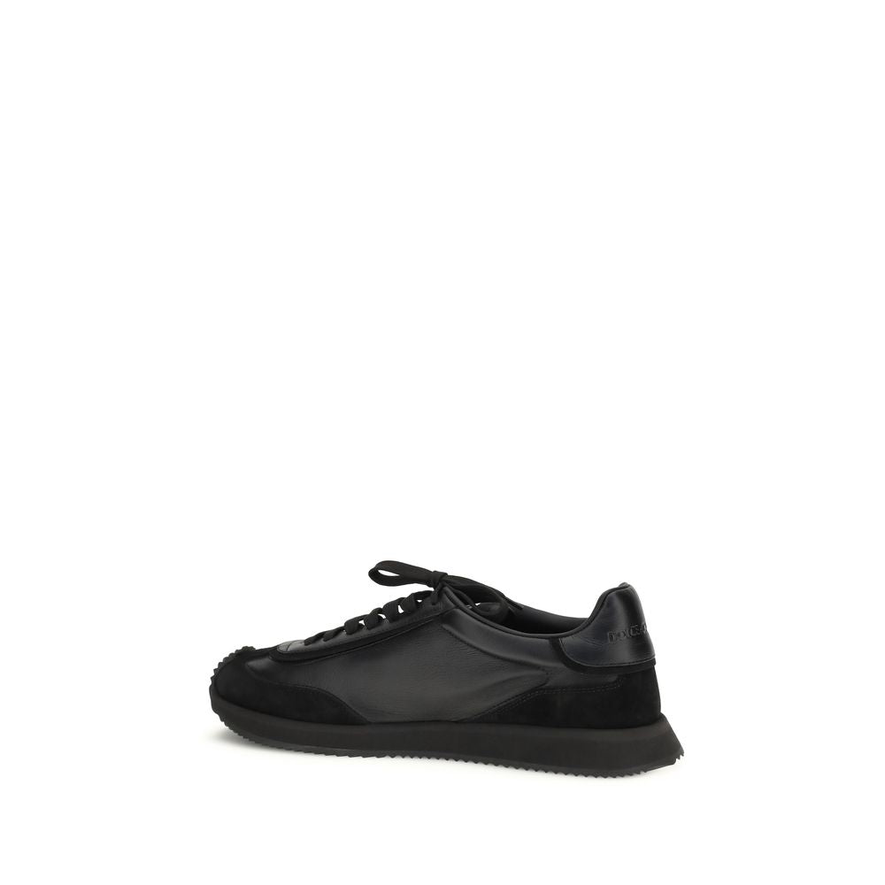 Dolce & Gabbana Black Calf Leather Bos Taurus Athletic Sneakers