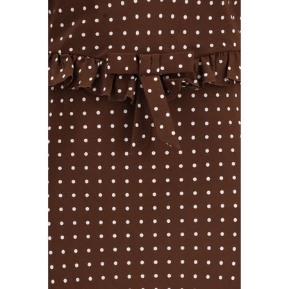 Alessandra Rich Polka Dot Silk Crêpe de Chine Midi Dress