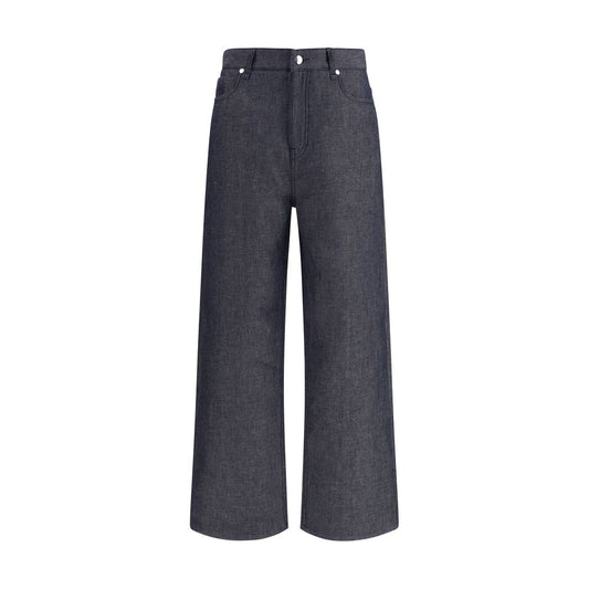 Fendi Blue Linen D. Relaxed Fit Jeans