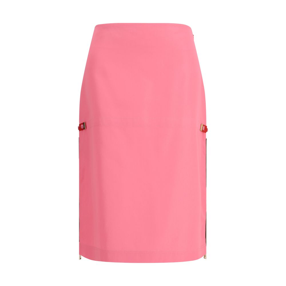 Fendi Pink Midi Skirt with Zip Detailing
