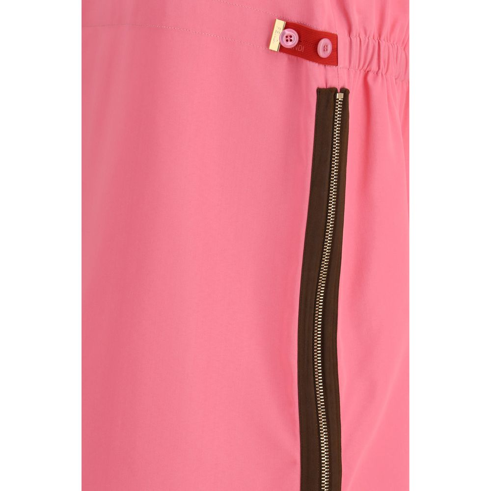 Fendi Pink Midi Skirt with Zip Detailing