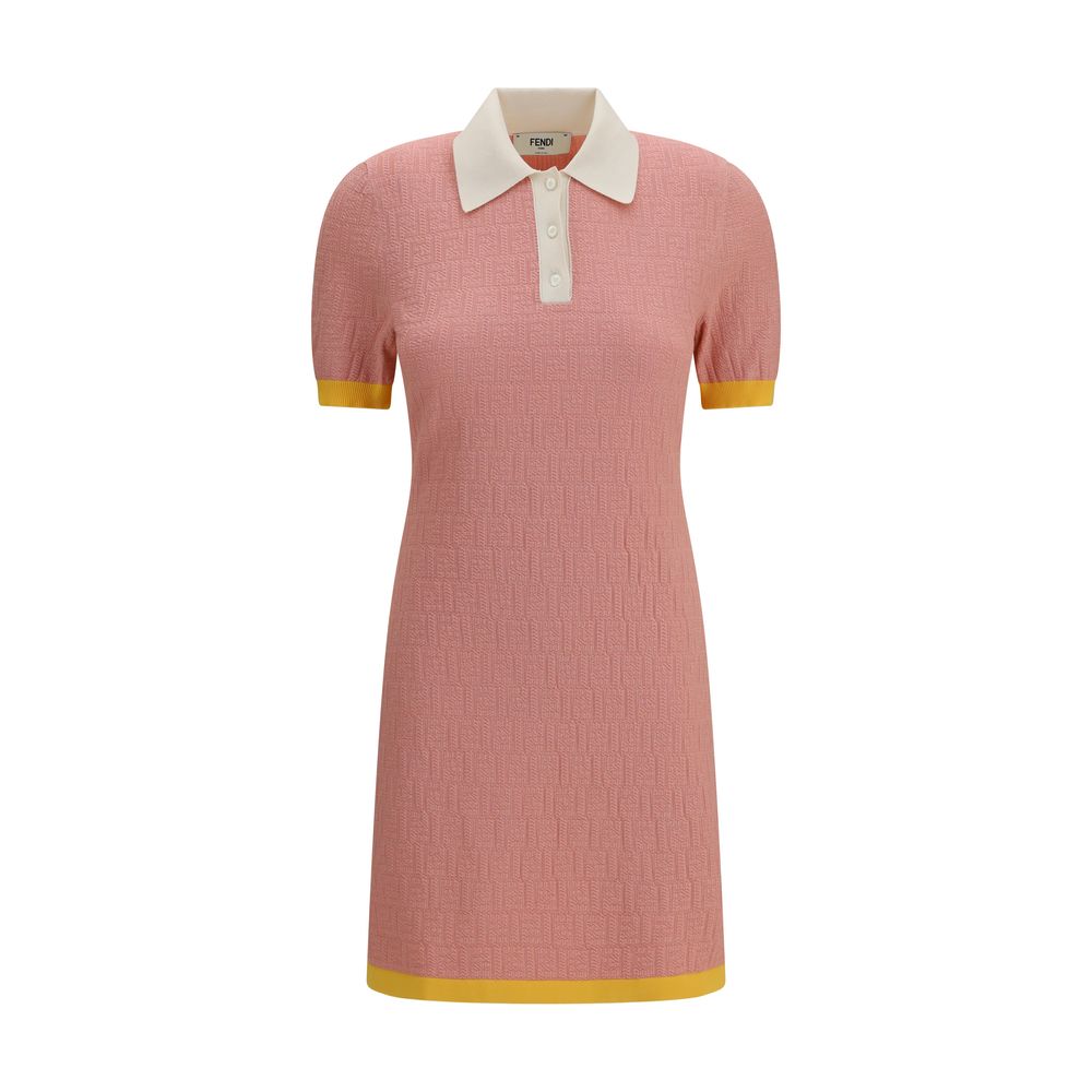 Fendi Cotton Silk Blend Mini Polo Dress