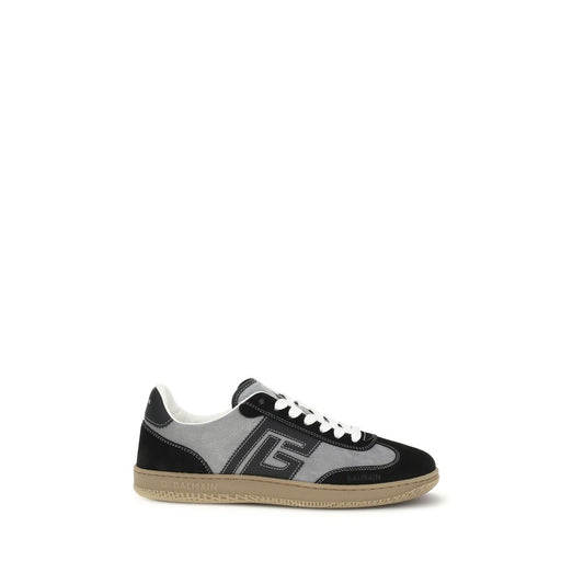 Balmain Gray Calf Leather Swan Low Top Sneakers