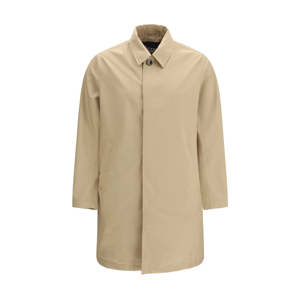 Herno Beige Polyester Trench Coat - Timeless Elegance