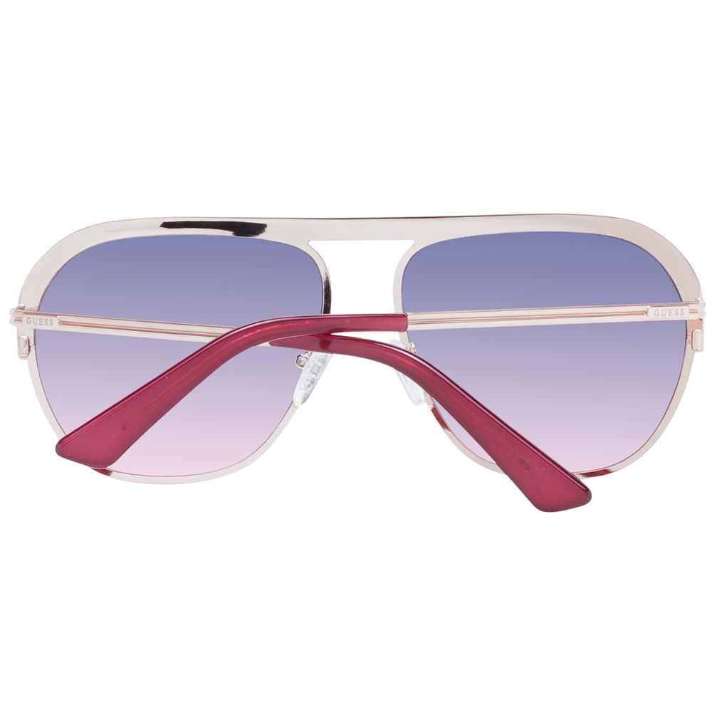 Guess Unisex Sunglasses – Rose Gold Aviator Frame, Purple Gradient Lenses