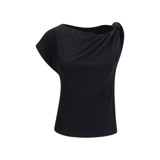 PINKO Marlena Top - Black Cotton Sleeveless T-Shirt