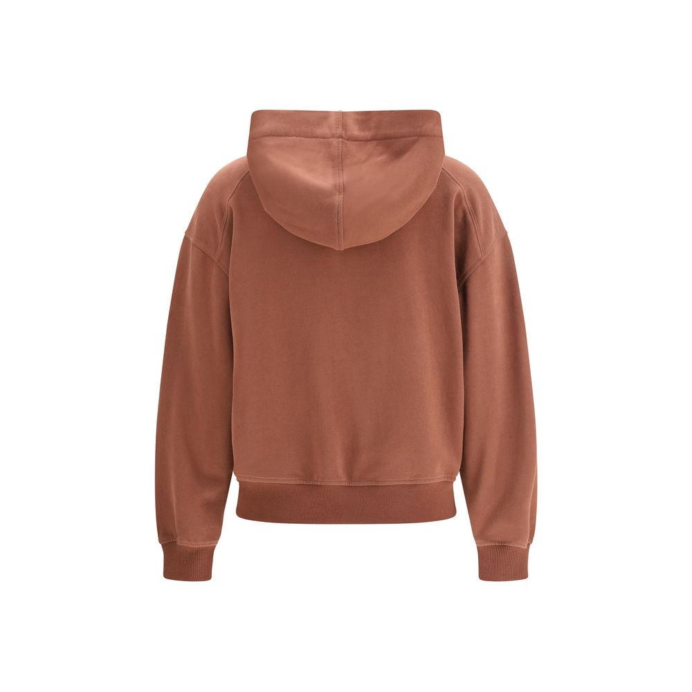 Brunello Cucinelli Brown Cotton Sweatshirt with Shiny Zipper Pull