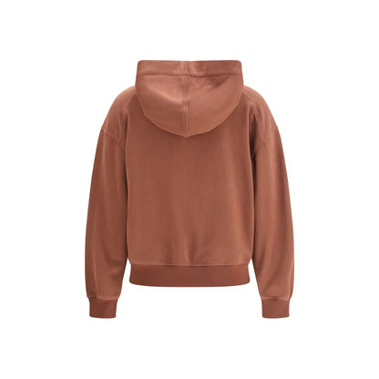 Brunello Cucinelli Brown Cotton Sweatshirt with Shiny Zipper Pull