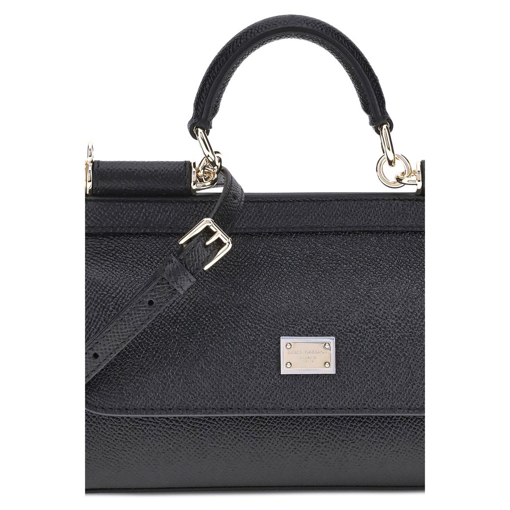 Dolce & Gabbana Black Calf Leather Bos Taurus Shoulder Bag