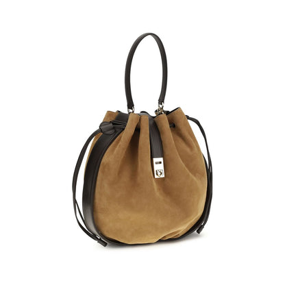 Ferragamo Brown Calf Leather Bos Taurus Shoulder Bag