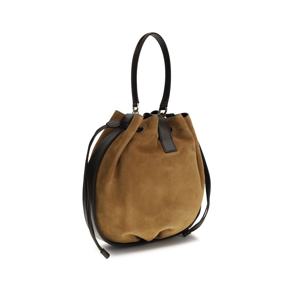 Ferragamo Brown Calf Leather Bos Taurus Shoulder Bag