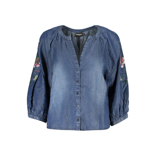 Desigual Blue Lyocell Women's Shirt - Eclectic Charm Meets Sophistication