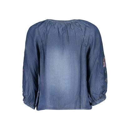 Desigual Blue Lyocell Women's Shirt - Eclectic Charm Meets Sophistication
