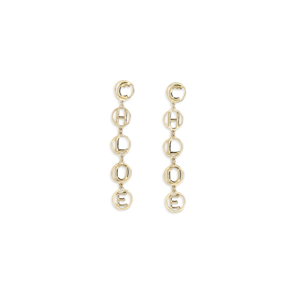 Chloé Gold Brass Earrings - Script Drop Earrings