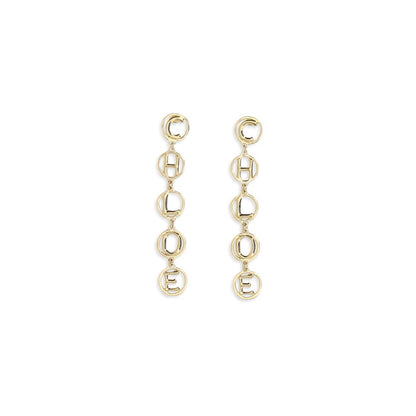 Chloé Gold Brass Earrings - Script Drop Earrings