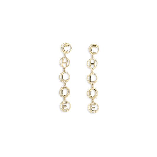 Chloé Gold Brass Earrings - Script Drop Earrings