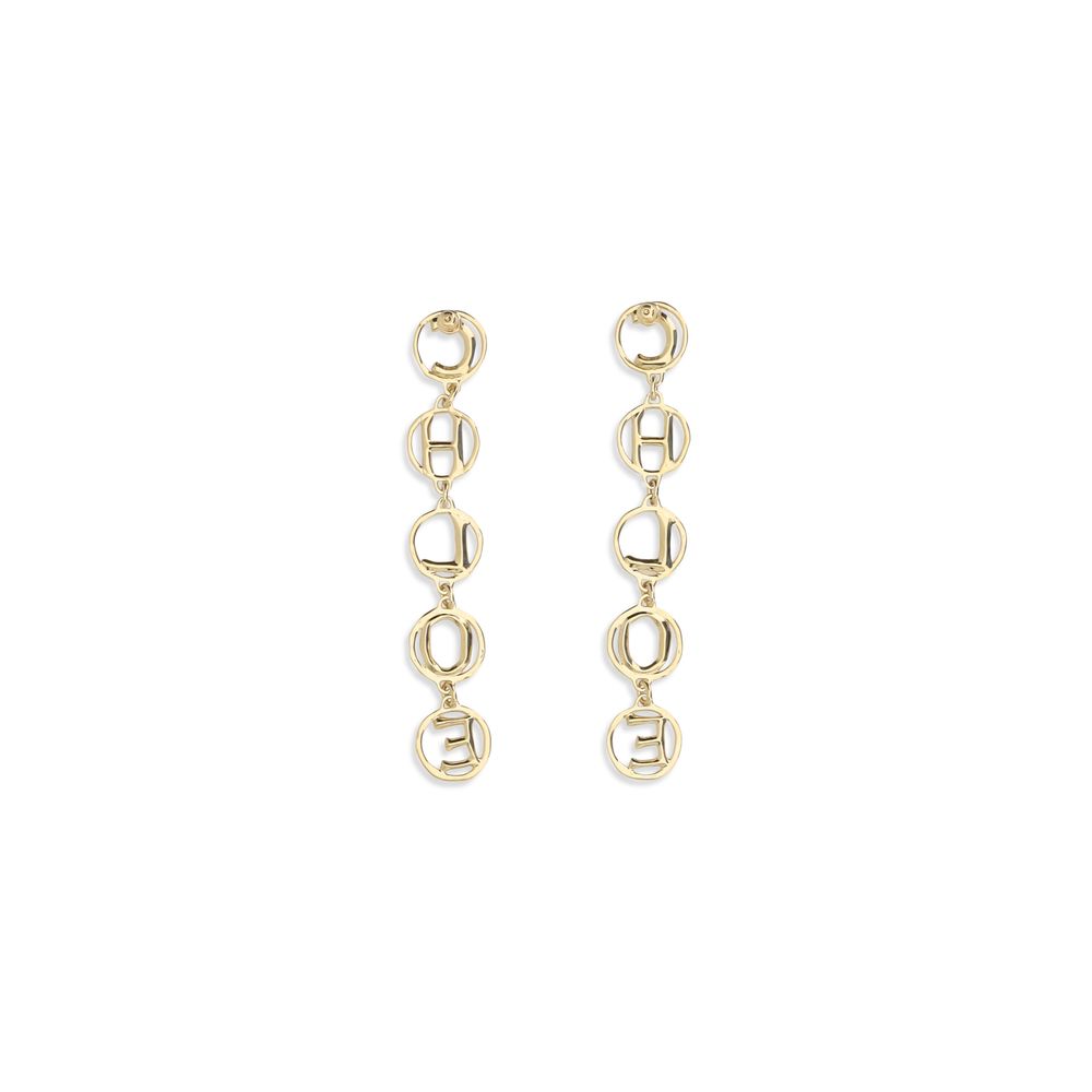Chloé Gold Brass Earrings - Script Drop Earrings
