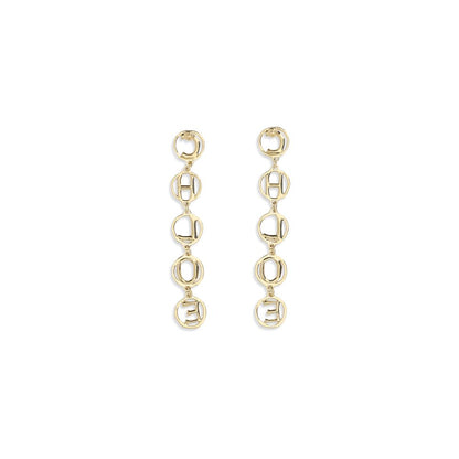 Chloé Gold Brass Earrings - Script Drop Earrings