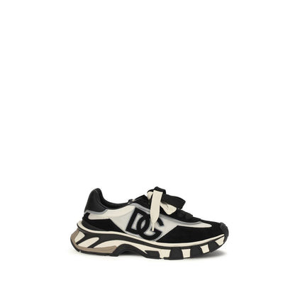 Dolce & Gabbana Black Calf Leather Bos Taurus Athletic Sneakers