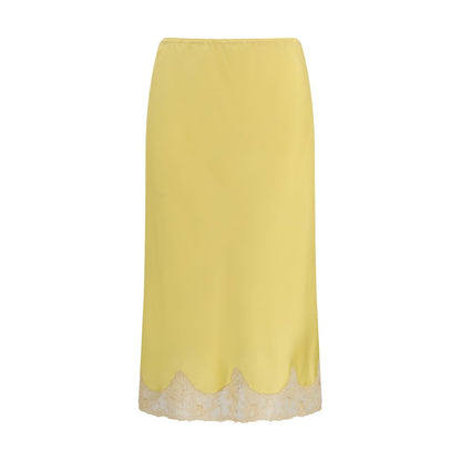 Saint Laurent Bicolor Silk Satin Midi Skirt