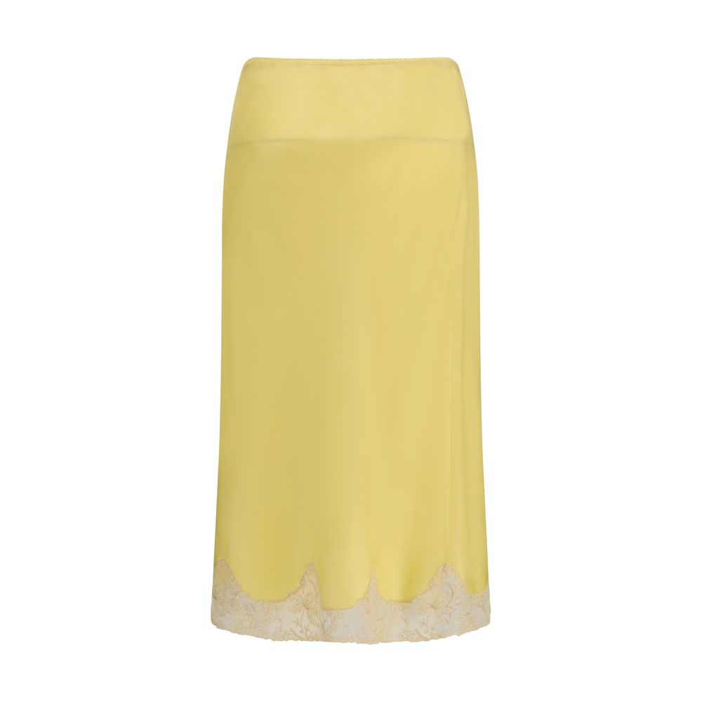 Saint Laurent Bicolor Silk Satin Midi Skirt