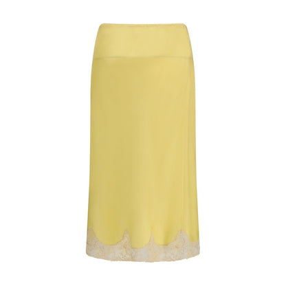 Saint Laurent Bicolor Silk Satin Midi Skirt
