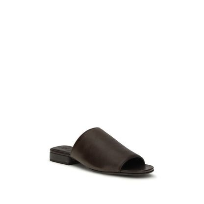 Brunello Cucinelli Brown Calf Leather Bos Taurus Slides