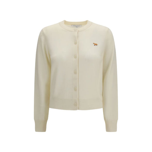 Maison Kitsuné Baby Fox Cardigan in Beige Cotton