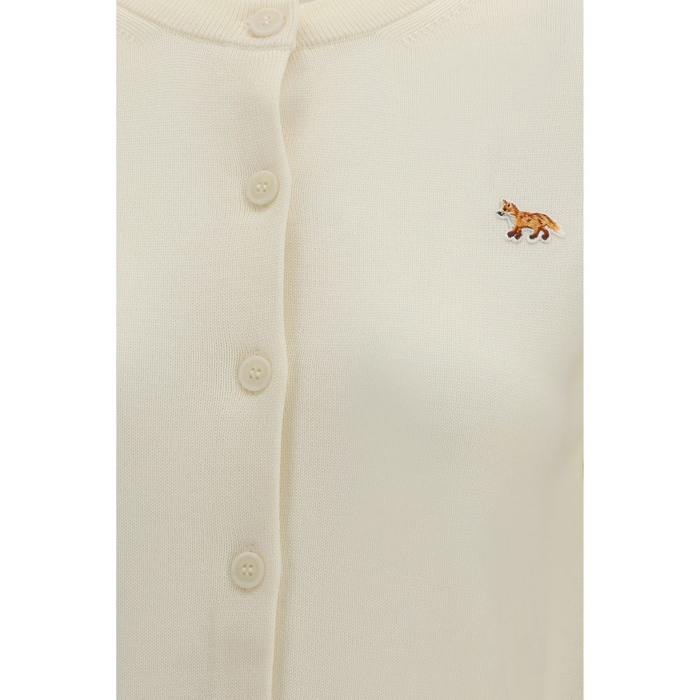 Maison Kitsuné Baby Fox Cardigan in Beige Cotton