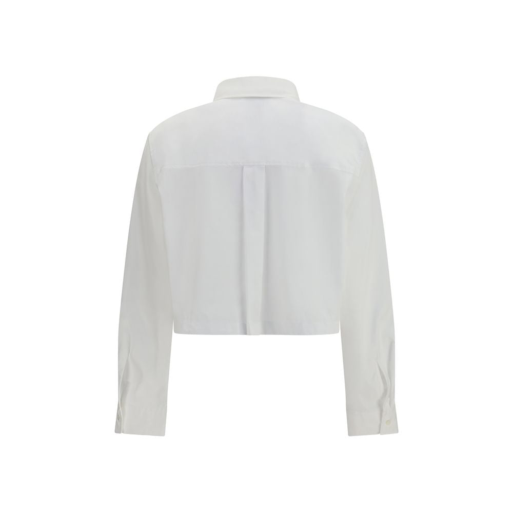 Maison Kitsuné White Cotton Blouse - Baby Fox Cropped Shirt