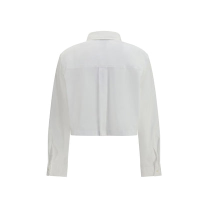 Maison Kitsuné White Cotton Blouse - Baby Fox Cropped Shirt