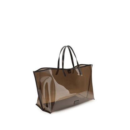 Staud Brown PVC Handbag - Christos Large Tote Bag