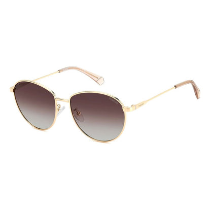 Polaroid Women’s Sunglasses – Gold Full-Rim Frame, Brown Lenses