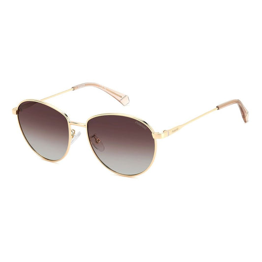 Polaroid Women’s Sunglasses – Gold Full-Rim Frame, Brown Lenses
