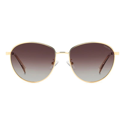 Polaroid Women’s Sunglasses – Gold Full-Rim Frame, Brown Lenses