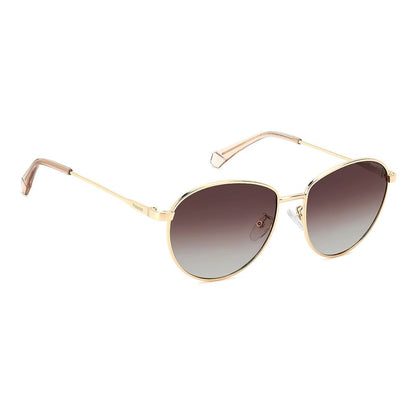 Polaroid Women’s Sunglasses – Gold Full-Rim Frame, Brown Lenses