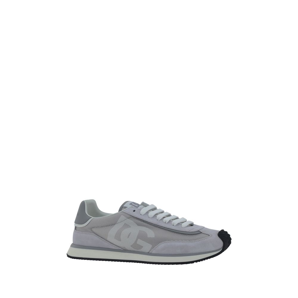 Dolce & Gabbana Gray Fabric Low Top Sneakers