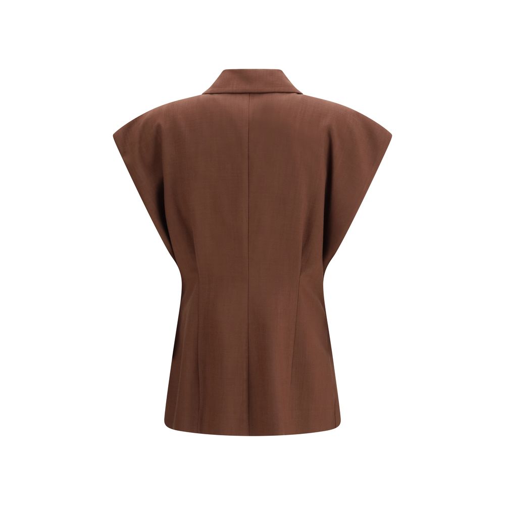 PINKO Brown Viscose Sleeveless Jacket