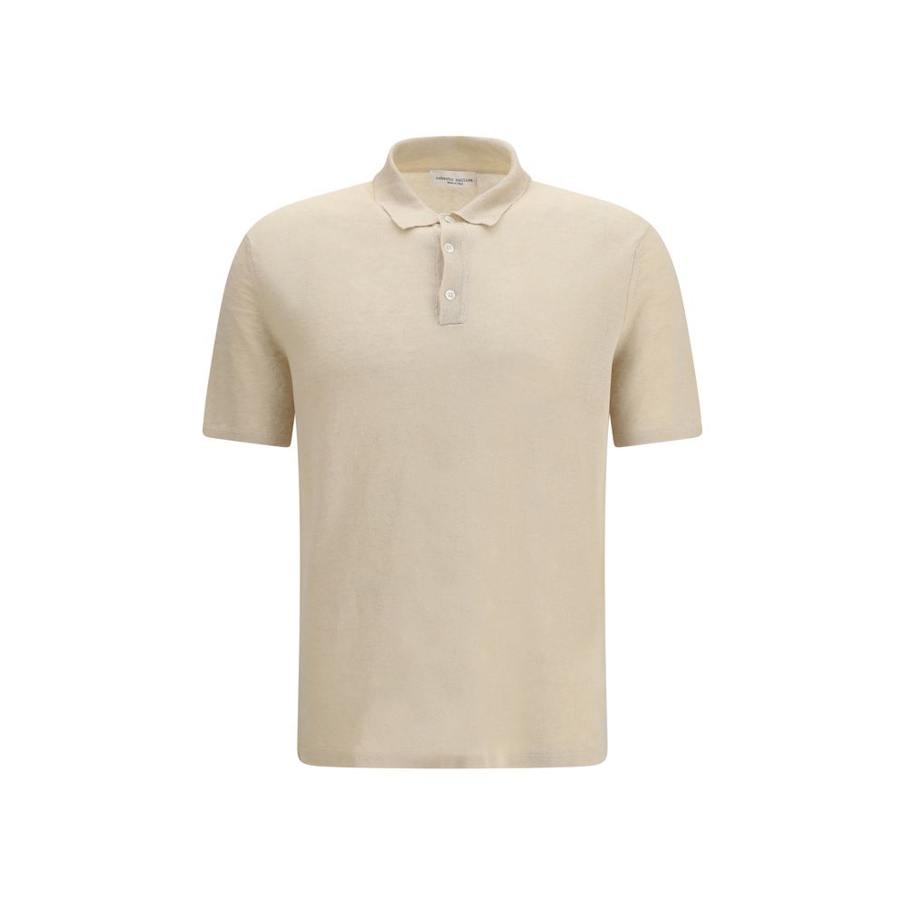 Roberto Collina Beige Linen Polo Shirt - Lightweight Elegance for Summer