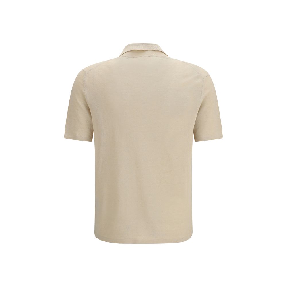 Roberto Collina Beige Linen Polo Shirt - Lightweight Elegance for Summer