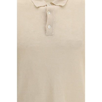 Roberto Collina Beige Linen Polo Shirt - Lightweight Elegance for Summer