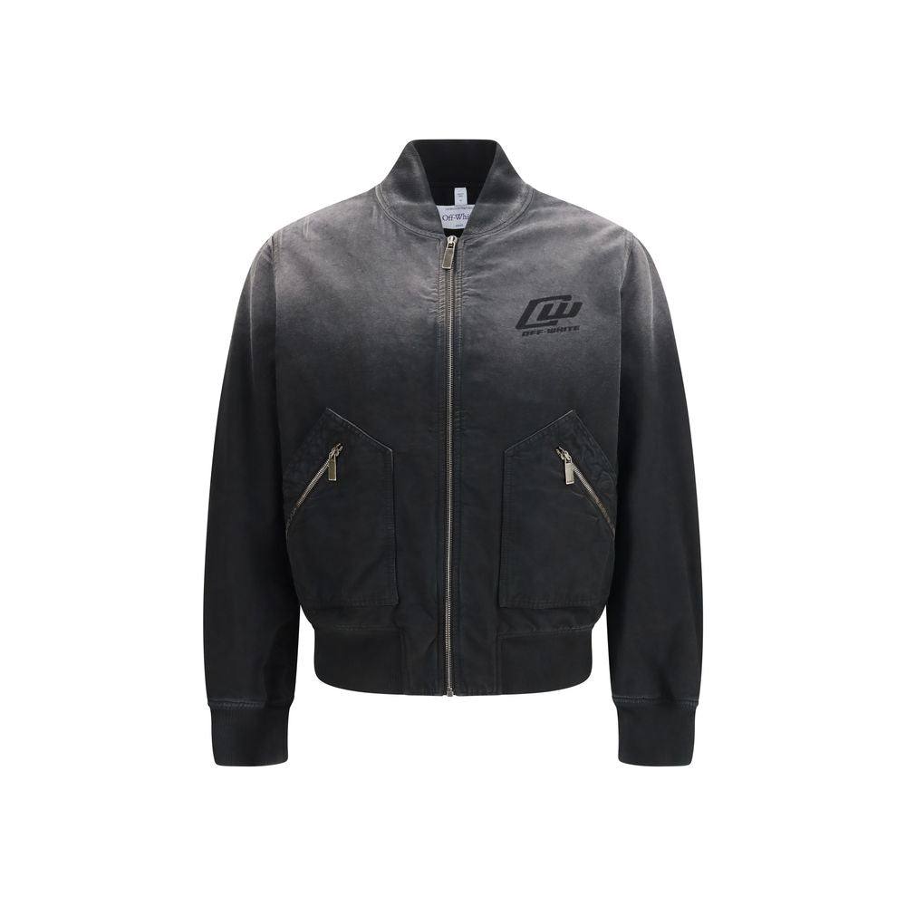 Off-White Washed Denim Bomber Jacket