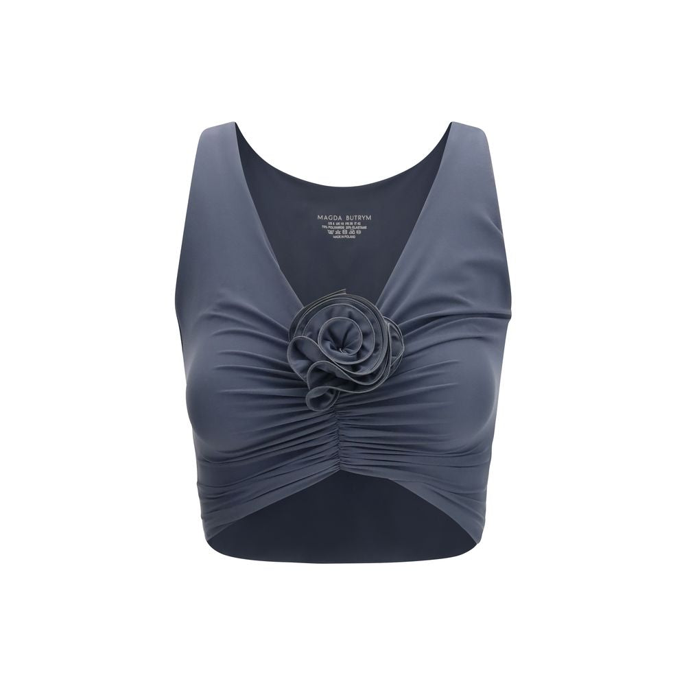 Magda Butrym Gray Polyamide Swimwear: Ruched Flower Top