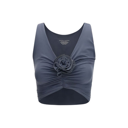 Magda Butrym Gray Polyamide Swimwear: Ruched Flower Top