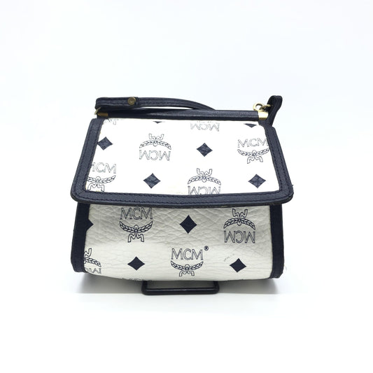 MCM Preloved Mini Crossbody Bag in Elegant White Visetos