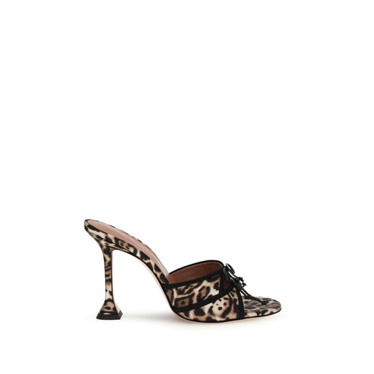 Amina Muaddi Eleonora Leopard Silk Sandals