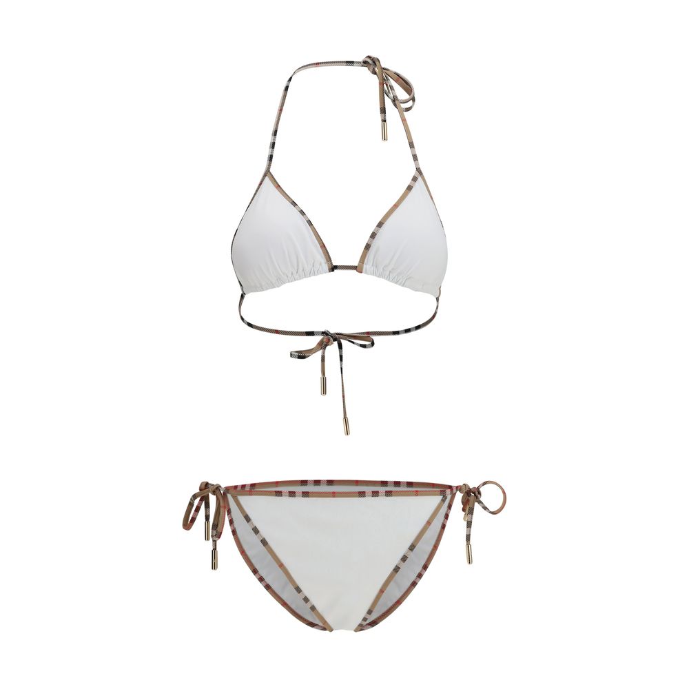 Burberry White Check Detail Triangle Bikini